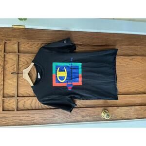 Vintage Champion Heritage M Medium Color Block T Shirt Graphic Logo Sport